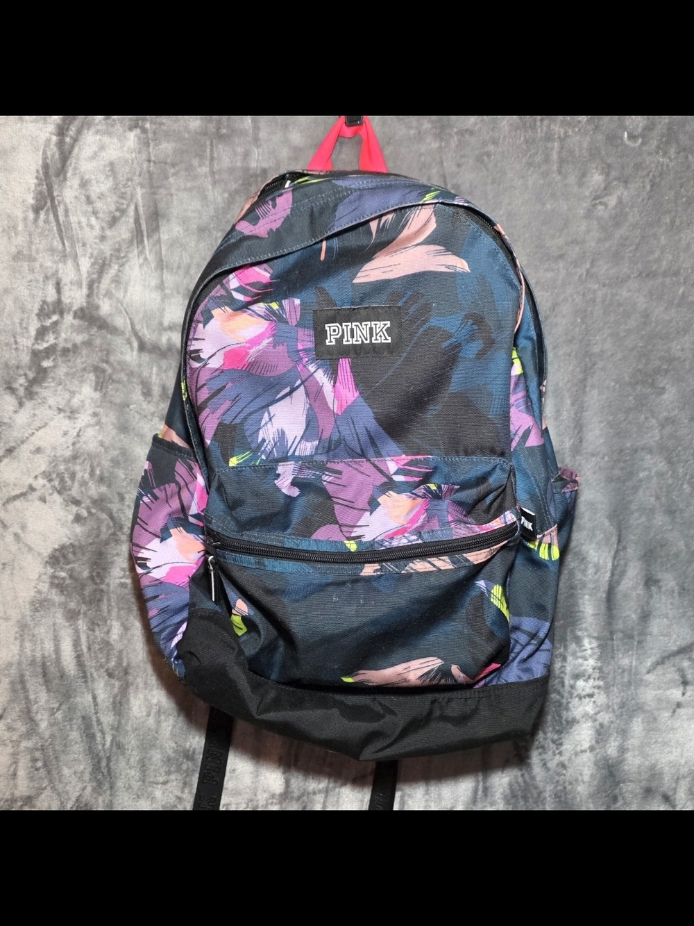 PINK by Victoria's Secret Navy Floral Backpack with Pink and Purple Accents